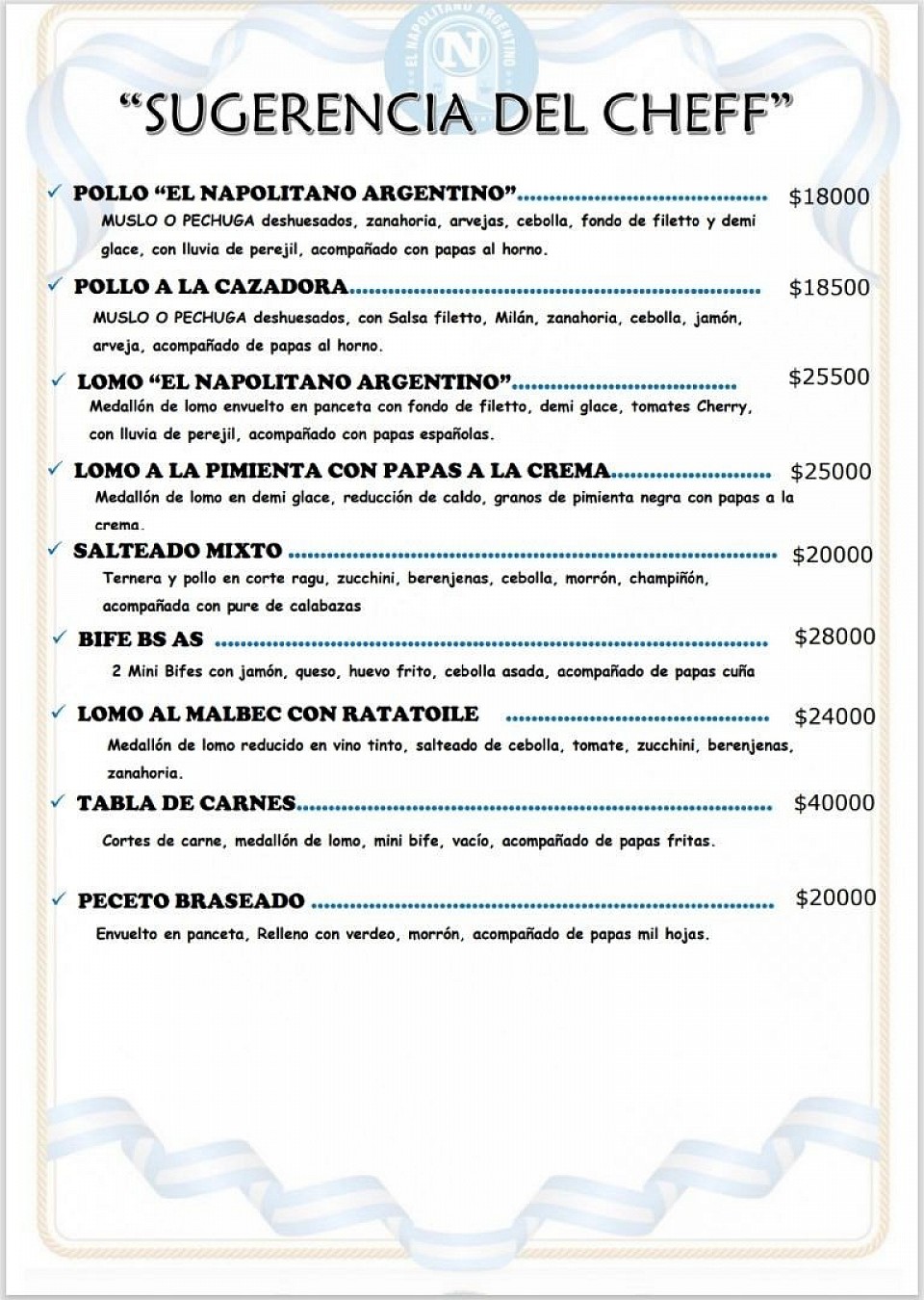 Nuestros platos de sugerencia