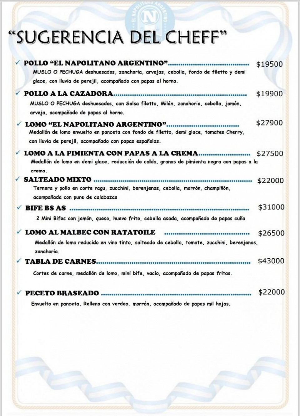 Nuestros platos de sugerencia