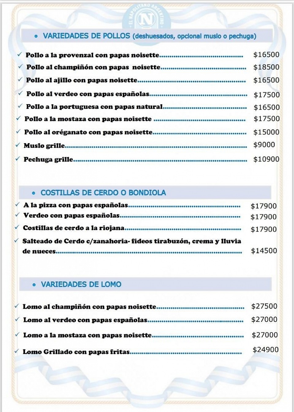 Pollos, Cerdo y Lomos